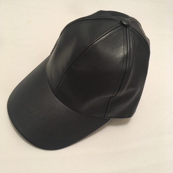 Black Faux Leather Dad Hat - Picture 4 of 7